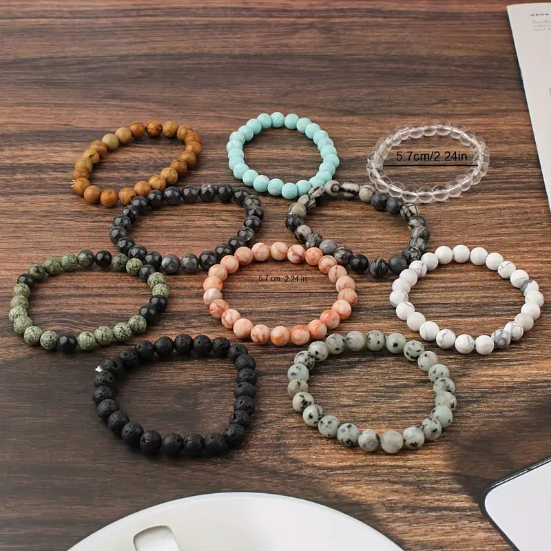 Pack of 10 Handcrafted Stone Bracelet ( unisex )
