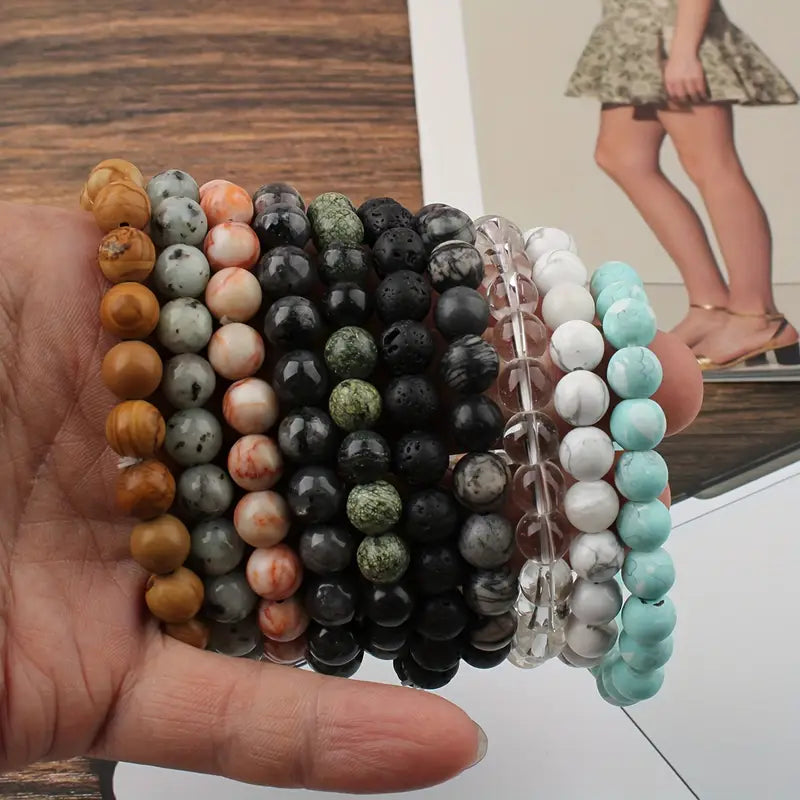 Pack of 10 Handcrafted Stone Bracelet ( unisex )