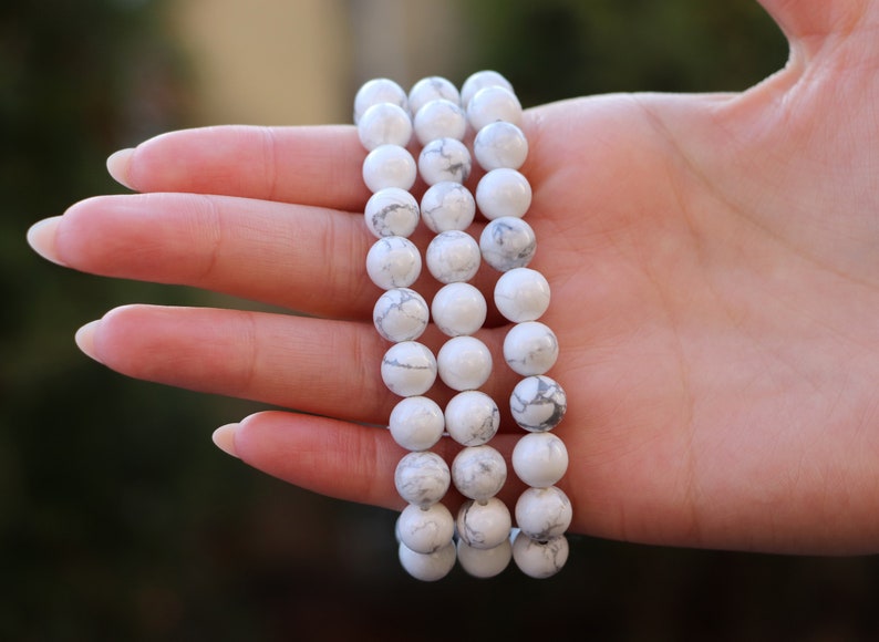 Pack of 3 Handcrafted Stone Bracelet (White )