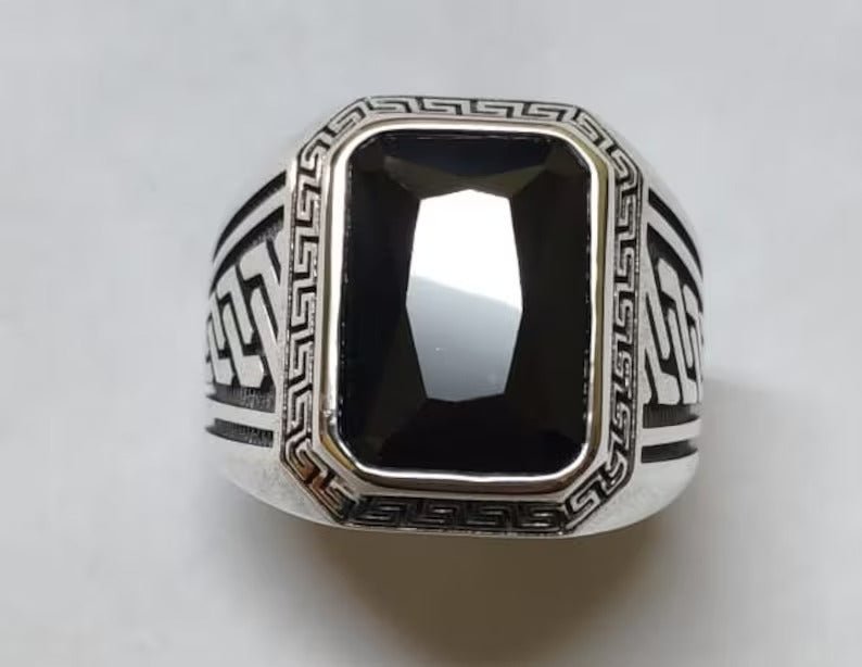 MYTHOLOGY - Black MEN RING - Zircon Jewellery Store